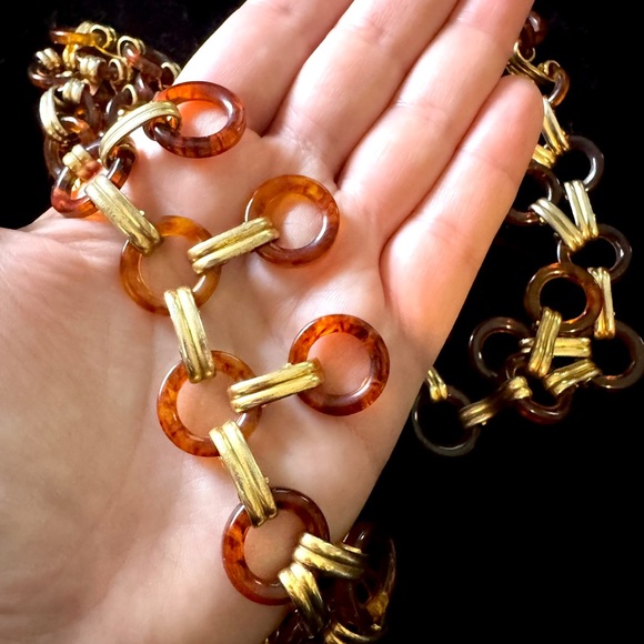 YVES SAINT LAURENT- c.1960\'s Tortoise Lucite Chain Belt Adjustable YSL main image 3